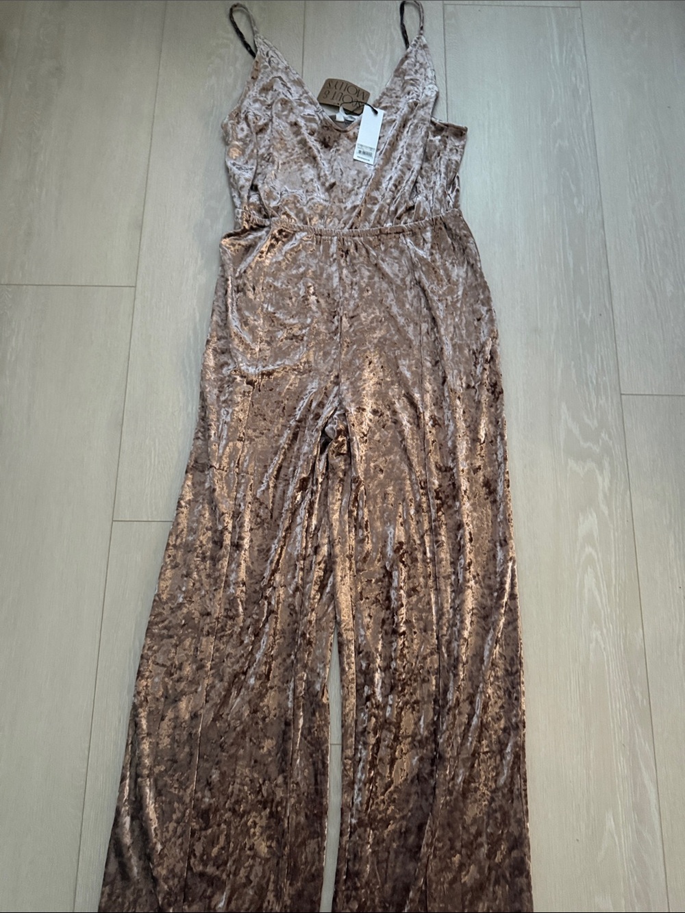 BB Dakota Mauve Velvet Spaghetti-Strap Wide Leg Jumpsuit - Picture 4 of 11